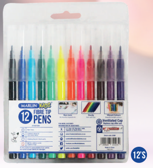 Marlin Kids Fibre tip pens 12 colours